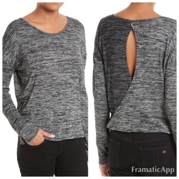 Rag & Bone Mia Long Sleeve Back Cutout Top Size Medium - Picture 2 of 10